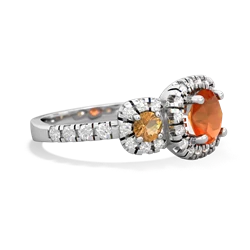 Fire Opal Regal Halo 14K White Gold ring R5350