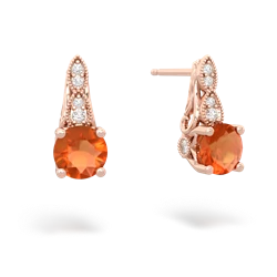 Fire Opal Antique Elegance 14K Rose Gold earrings E3100