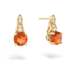 Fire Opal Antique Elegance 14K Yellow Gold earrings E3100