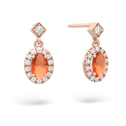 Fire Opal Antique-Style Halo 14K Rose Gold earrings E5720