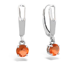 Fire Opal 5Mm Round Lever Back 14K White Gold earrings E2785