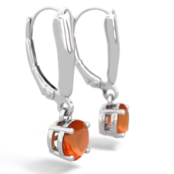 Fire Opal 6Mm  Round Lever Back 14K White Gold earrings E2786