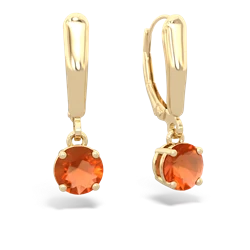 Fire Opal 6Mm  Round Lever Back 14K Yellow Gold earrings E2786