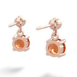 Fire Opal Diamond Drop 6Mm Round 14K Rose Gold earrings E1986