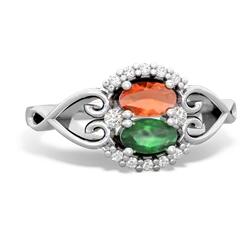 Fire Opal Love Nest 14K White Gold ring R5860