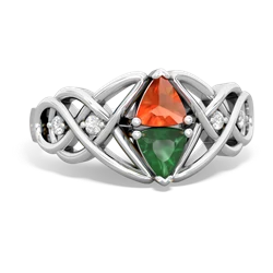 Fire Opal Keepsake Celtic Knot 14K White Gold ring R5300