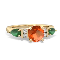 Fire Opal 6Mm Round Eternal Embrace Engagement 14K Yellow Gold ring R2005