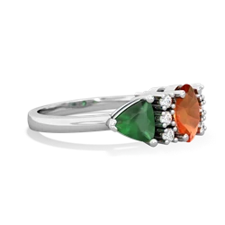 Fire Opal Antique Style Three Stone 14K White Gold ring R2186