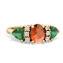 Fire Opal Antique Style Three Stone 14K Yellow Gold ring R2186