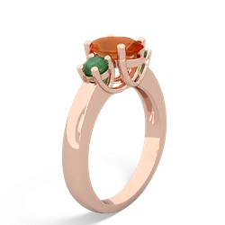 Fire Opal Three Stone Oval Trellis 14K Rose Gold ring R4024