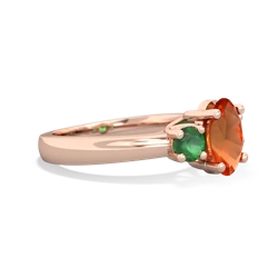 Fire Opal Three Stone Oval Trellis 14K Rose Gold ring R4024