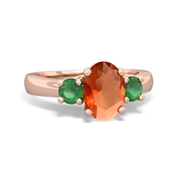 Fire Opal Three Stone Oval Trellis 14K Rose Gold ring R4024