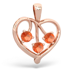 Opal Glowing Heart 14K Rose Gold pendant P2233