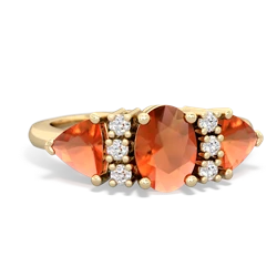 Fire Opal Antique Style Three Stone 14K Yellow Gold ring R2186