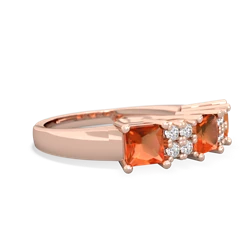 Garnet Three Stone Diamond Cluster 14K Rose Gold ring R2592