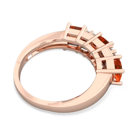 Smoky Quartz Three Stone Diamond Cluster 14K Rose Gold ring R2592