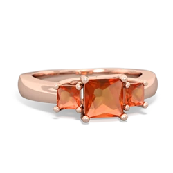 Lab Ruby Three Stone Trellis 14K Rose Gold ring R4015