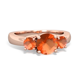 Citrine Three Stone Round Trellis 14K Rose Gold ring R4018