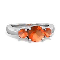 Citrine Three Stone Round Trellis 14K White Gold ring R4018