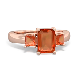 Pink Tourmaline Three Stone Emerald-Cut Trellis 14K Rose Gold ring R4021