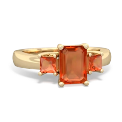 Garnet Three Stone Emerald-Cut Trellis 14K Yellow Gold ring R4021