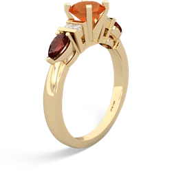 Fire Opal 6Mm Round Eternal Embrace Engagement 14K Yellow Gold ring R2005