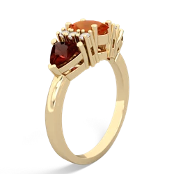 Fire Opal Antique Style Three Stone 14K Yellow Gold ring R2186