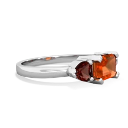 Fire Opal Three Stone 14K White Gold ring R5235