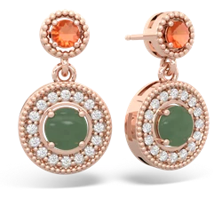 Fire Opal Halo Dangle 14K Rose Gold earrings E5319