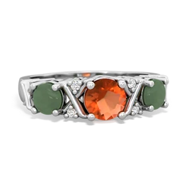 Fire Opal Hugs And Kisses 14K White Gold ring R5016