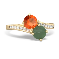 Fire Opal Channel Set Two Stone 14K Yellow Gold ring R5303