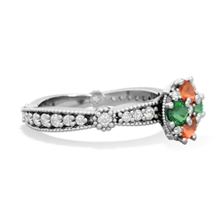 Fire Opal Sparkling Tiara Cluster 14K White Gold ring R26293RD