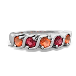 Fire Opal Anniversary Band 14K White Gold ring R2089