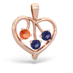 Fire Opal Glowing Heart 14K Rose Gold pendant P2233