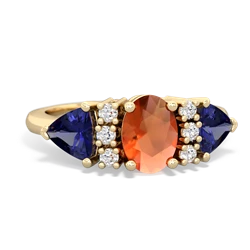 Fire Opal Antique Style Three Stone 14K Yellow Gold ring R2186