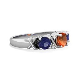 Fire Opal Hugs And Kisses 14K White Gold ring R5016