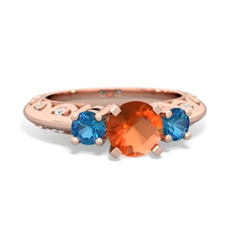 Fire Opal Art Deco Eternal Embrace Engagement 14K Rose Gold ring C2003