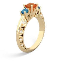 Fire Opal Art Deco Eternal Embrace Engagement 14K Yellow Gold ring C2003