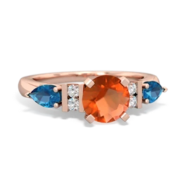 Fire Opal 6Mm Round Eternal Embrace Engagement 14K Rose Gold ring R2005