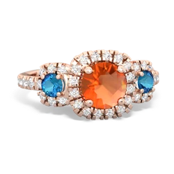 Fire Opal Regal Halo 14K Rose Gold ring R5350