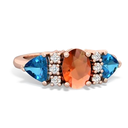 Fire Opal Antique Style Three Stone 14K Rose Gold ring R2186