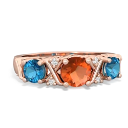 Fire Opal Hugs And Kisses 14K Rose Gold ring R5016