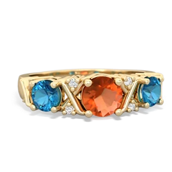 Fire Opal Hugs And Kisses 14K Yellow Gold ring R5016