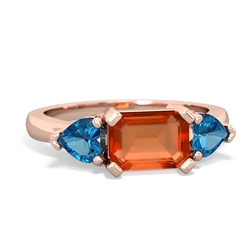 Fire Opal Three Stone 14K Rose Gold ring R5235