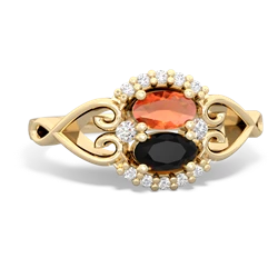 Fire Opal Love Nest 14K Yellow Gold ring R5860