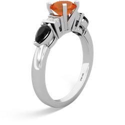 Fire Opal 6Mm Round Eternal Embrace Engagement 14K White Gold ring R2005