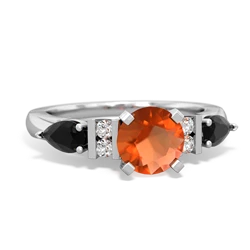 Fire Opal 6Mm Round Eternal Embrace Engagement 14K White Gold ring R2005