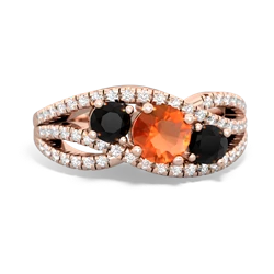 Fire Opal Three Stone Aurora 14K Rose Gold ring R3080