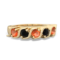 Fire Opal Anniversary Band 14K Yellow Gold ring R2089