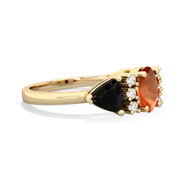 Fire Opal Antique Style Three Stone 14K Yellow Gold ring R2186